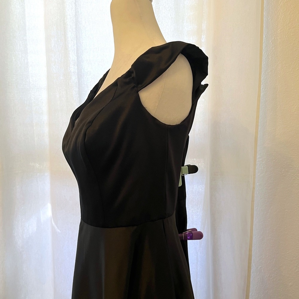 DB Studio Satin Off Shoulder Formal Gown Dress 14 Bridesmaid Maxi F20134 Black - Picture 6 of 16